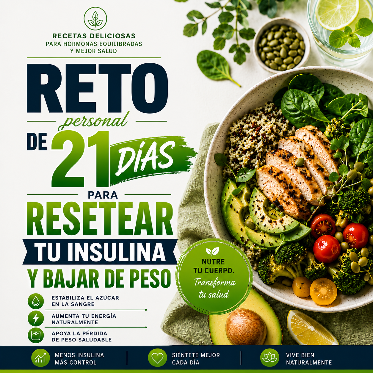 Logra controlar tu insulina, baja de peso y cambia tu vida + 3 Bonos de regalo! 🎁